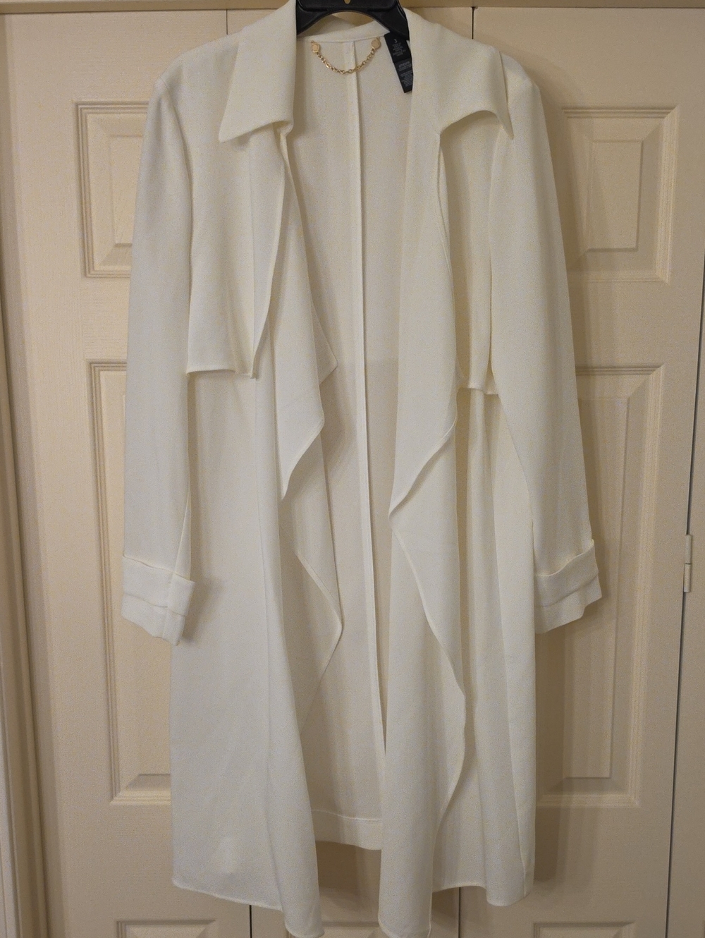 Chico's Cream Draped Open-Front Robe